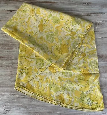 Vintage Yellow Floral Vera Neumann Tablecloth 68  Round Flower Power READ • $28