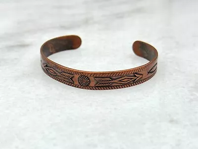 Vintage Copper Bell Cuff Bracelet Native American Arrows 6” 8mm • $14.99