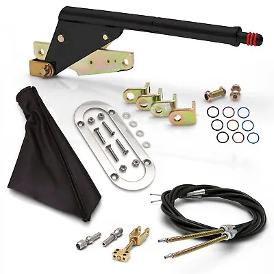 Floor Mount Black Emergency Parking Brake Black Boot Chrome Ring And Cable Kit • $315.95