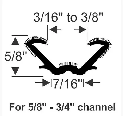 Universal U Shaped Weatherstripping Channel 96  Long For Edges 3/16  X 7/32  • $55.79