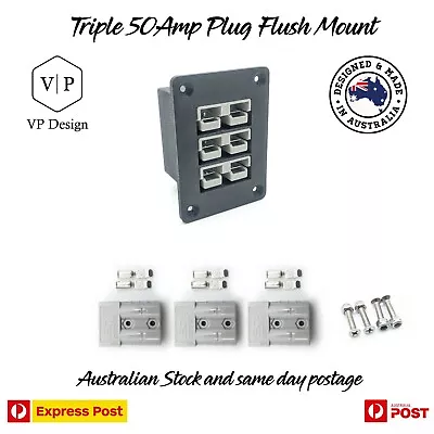 $29.95 • Buy 50A Flush Mount Triple Plug Cover SB50 + USB 3.0 Caravan UV STABLE Fit Anderson
