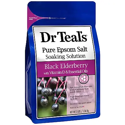 Dr Teal'S Pure Epsom Salt Soak Black Elderberry With Vitamin D 3 Lbs • $12.99