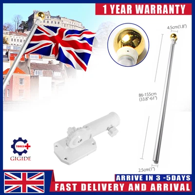 £8.99 • Buy 5FT Wall Mounted Telescopic Aluminum Flag Pole Flagpole Mount Holder Bracket Kit
