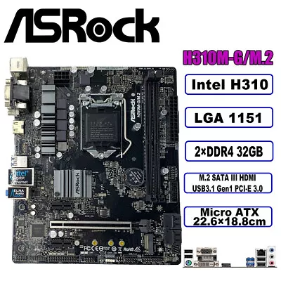 ASRock H310M-G/M.2 MicroATX LGA 1151 / Socket H4 Desktop PC Motherboard • $75