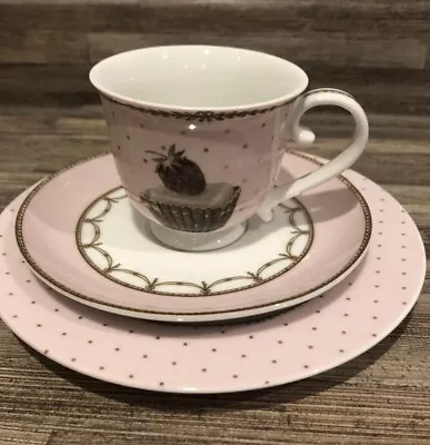 Katie Alice ‘Cupcakes’ Porcelain Trio Tea Cup Saucer Tea Plate BNWOT • £12.99