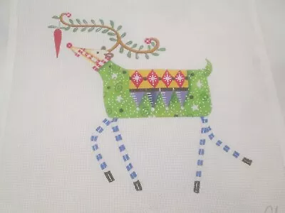 Reindeer W/ Carrot-maggie/bowles-handpainted Needlepoint Canvas • $57.91