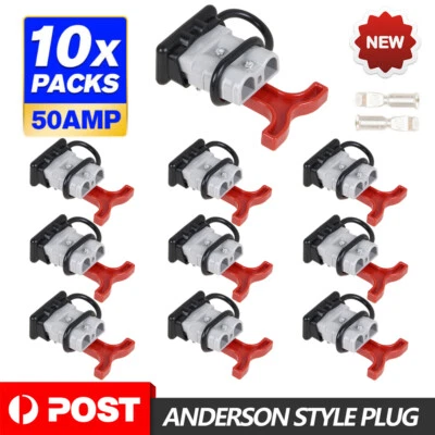 $28 • Buy 10x Anderson Style Plug Connectors 50 AMP T Handle Dust Cap Cover Solar