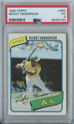 Rickey Henderson 1980 Topps Baseball #482 Oakland A's RC Rookie PSA 3 • $7.50