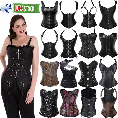 Women Bustier Overbust Corset Lace Up Boned Steampunk Burlesque Basque Lingerie • £14.79