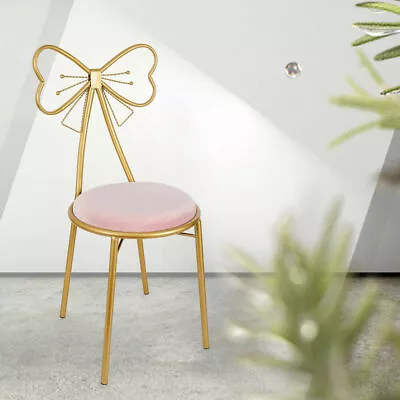 Butterfly Bow-Knot Vanity Chair Pink Velvet Gold Barstool Chair Makeup Leisure • $46.56