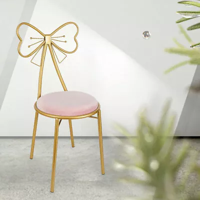 Butterfly Bow Tie Vanity Chair Pink Velvet Metal Barstool Chair Makeup F/Bedroom • $49