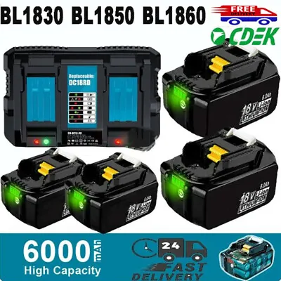 2PCS 18V 6.0AH For LXT Li-Ion Battery For Makita BL1850 BL1860 BL1830 BL1840 New • £30.89