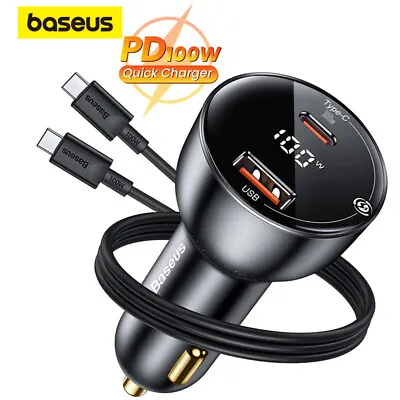 $39.99 • Buy Baseus PD 100W USB Type C Car Charger Quick Charging Adpater For IPhone Samsung