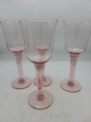 Set Of 4 Vintage Fostoria Wilma Pink Claret Wine Glasses Stem EUC No Chips • $76