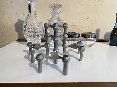 Set Of 5 Vintage Fritz Nagel Chrome Candle Holders German  1960s Stackable MCM • $190