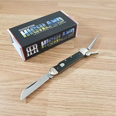 Rough Ryder Marlin Spike Pocket Knife 440 Steel Blades Black Micarta Handle • $26.19