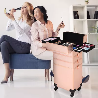 PullRod Makeup Train Case Luxury Makeup Trolley Case Suitcase Artist Hairdresser • £89.95