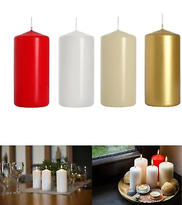 Set Of 8 Pillar Candles Wedding Decor Events Church Various Colours 5cm / 10cm • £12.99