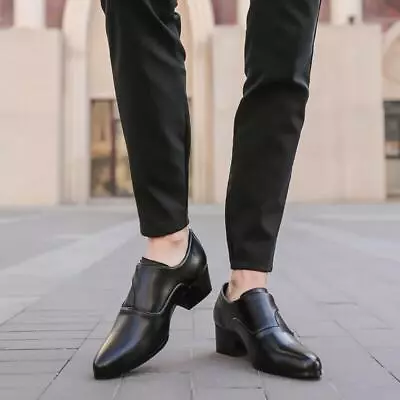 Mens Business Formal Pointed  Toe High Heels Buckle Strap Dress Oxfords Shoes • $27.42