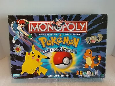 Pokemon Monopoly Collector's Edition Board Game COMPLETE! VGUC Double Money! • $40