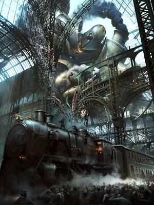 V1483 Steampunk Painting Fantasy Art Rail Road Train Decor WALL POSTER PRINT • $13.95