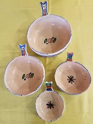 Vintage 4pc Tlaquepaque/Tonala Mexico Pottery Nesting Bowls With Handles • $12