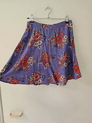 TIGERLILY Blue Red Floral Mini Swing Skirt AU8 XS S EUC • $7