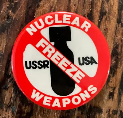 Nuclear Weapons Freeze Vintage Pinback 1980 USSR USA Bomb Button • $14.99