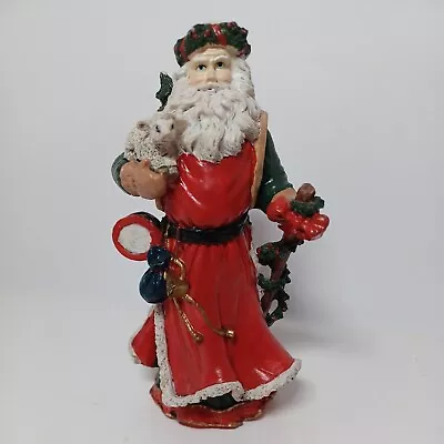 Midwest Importers Santa Claus 6.5  Resin Figurine Carrying Sheep & Walking Stick • $10.36