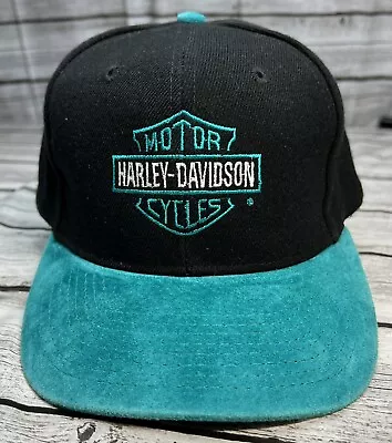 Vintage Harley Davidson Otto Hats SnapBack Cap Blue Suede Brim Super Clean • $38