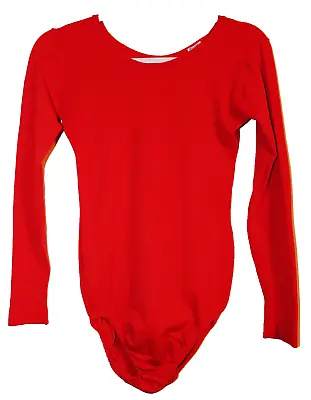 Vintage 80s DANSKIN LEOTARD NYLON BODYSUIT Sz S/M Red Gymnastics Dance Sexy Top • $44.99