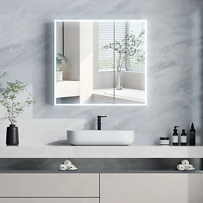 Dimmable LED Lighted Bathroom Medicine Cabinet With Vanity Shelves Wall Mounted • $159.99
