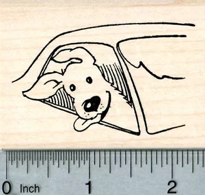   Dog In Car Rubber Stamp Road Trip Series J33808 WM • $19