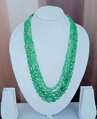 AAA Zambian Emerald Oval Beads Necklace Emerald Gemstone 16 To 20 Inch Emerald • $170