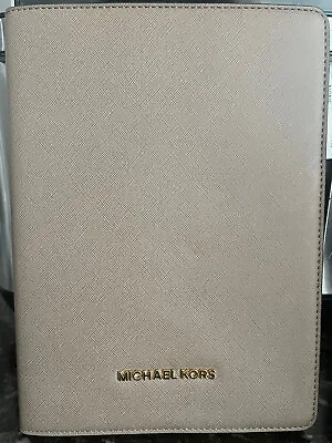 $40 • Buy NWT Michael Kors Saffiano Leather Gray IPad Mini/Tablet Case With Gold Tone Logo