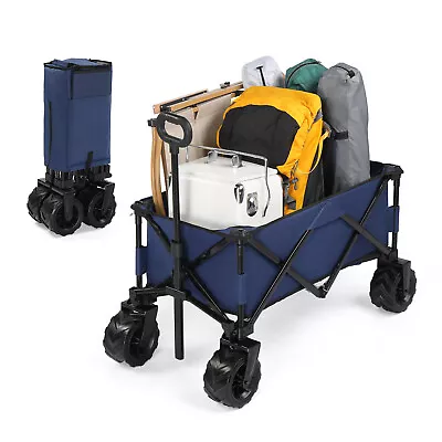 Wagon Folding Cart Collapsible Garden Beach Utility Outdoor Camping Sports Blue • $69.99