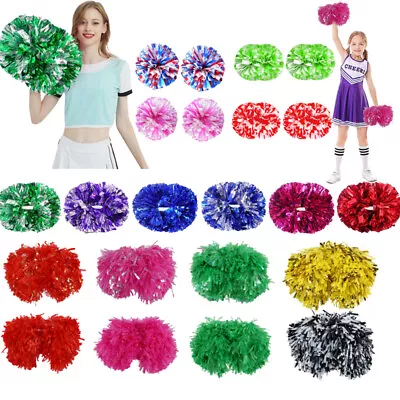 2Pack School Girls Cheerleading Pom Poms Stage Dance Costume Party Fancy Dress • £9.35