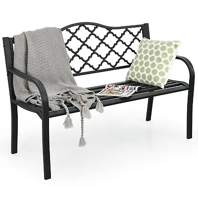 2 Seater Patio Garden Bench Outdoor Elegent Loveseat W/ Ergonomic Backrest • £69.99