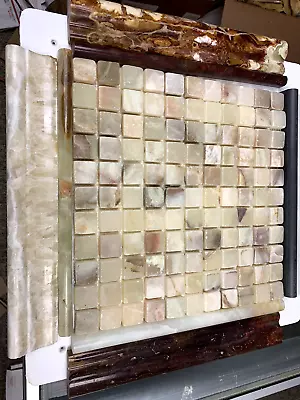 1 Sqf Of 1 X1  Tumbled Green Onyx Mosaic Tile natural Stone On 12x12 Mesh 1 Sqf • $5