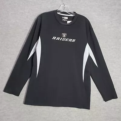 Oakland Raiders Men T-Shirt Medium Black Logo Embroidered Long Sleeve Crew Neck • $12.72