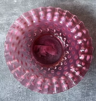 Vintage Fenton Cranberry Pink Hobnail Plate Underplate Round Trinket Dish • $34.95