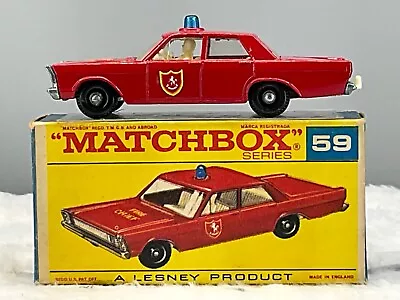 1960's Matchbox No 59cFord Galaxie Fire Chief Mint Boxed All  OrigN.O.S • $88