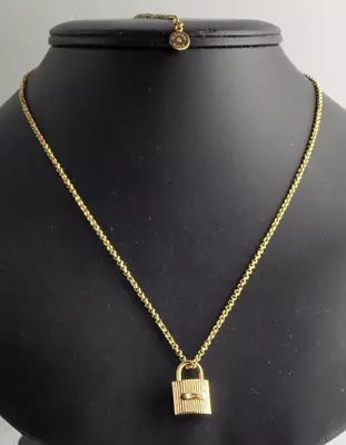 Designer Signed Michael Kors Gold Padlock Charm Pendant 18-22  Necklace • $43.20