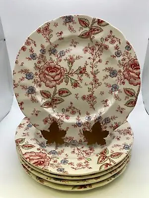 Set Of 5 Johnson Brothers ROSE CHINTZ PINK Luncheon Plates • $101.99