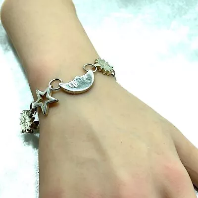 Sterling Silver Sun Moon And Stars Bracelet - 7 1/2 Inch • $65