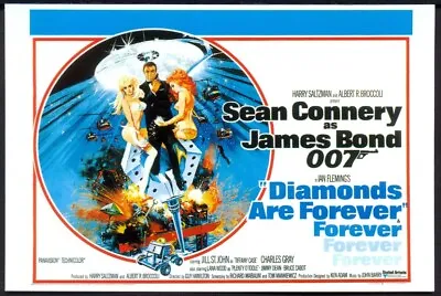 Modern FILM POSTER Postcard: DIAMONDS ARE FOREVER - Sean Connery As James Bond • £2.95