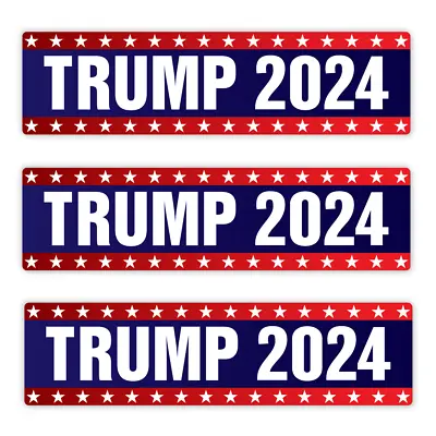 (3-Pack) Donald Trump 2024 Magnetic Bumper Sticker Red White Blue 11  X 3  • $19.99