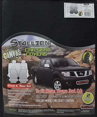 Charcoal Full Car Pack Poly Canvas Seat Covers For Nissan Navara D40 Dc 07-on • $139