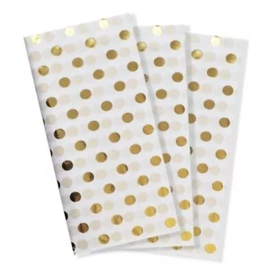 Craft Foil Tissue Paper 3 Sheets 70cmx50cm Gold Spot Dot Wrapping Presents Craft • £1.75