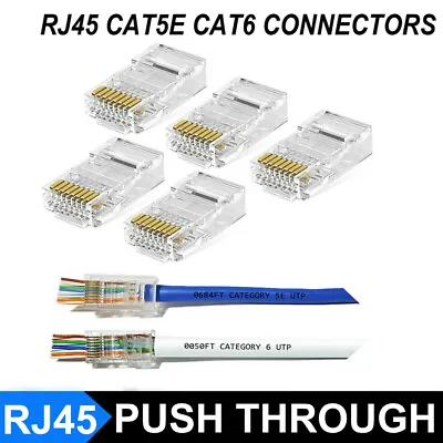 £36.95 • Buy Rj45 Pass Through Connectors Ez Crimp End Plug Cat5e Cat6 Network Cable Ends Lot